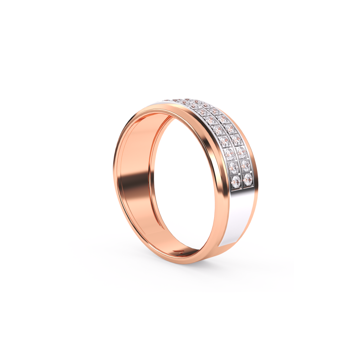 Half Eternity Two Row Diamond Wedding Band